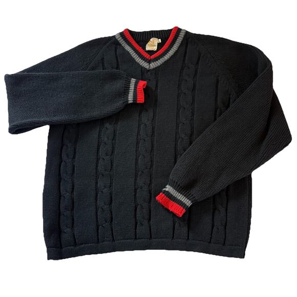 Vtg 50s/60s Ohrbach’s Men’s Collegiate Wool V-Neck Black Sweater Large *read* - Picture 1 of 11